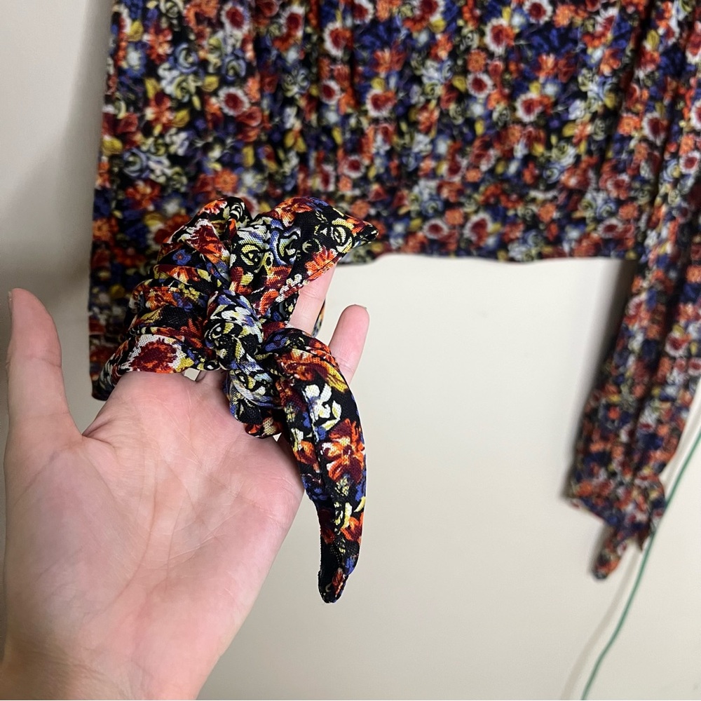 Free People All Dolled Up Mesh Sheer S Floral Long Sleeve Top Balloon High Neck - Picture 7 of 11